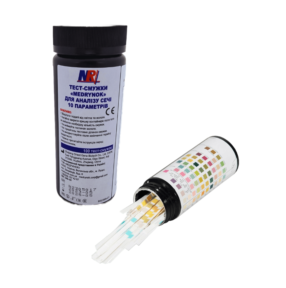 URS-10T Тест-смужки «MEDRYNOK» для аналізу сечі 10 параметрів (100 шт/уп)